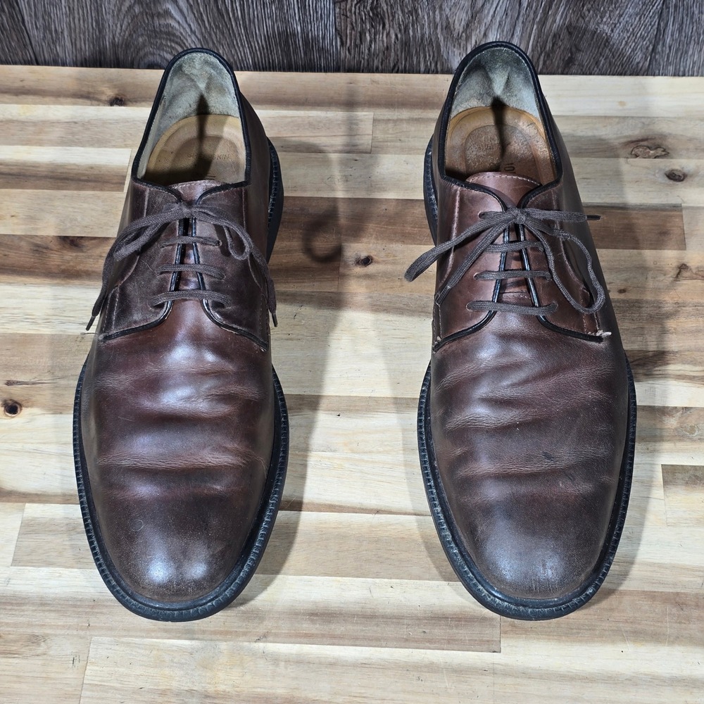 Johnston & Murphy 20-6532 Derby Shoes 10M Brown Leather Sheepskin Brazil‎